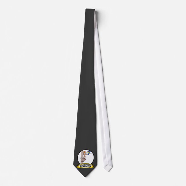WORLDS GREATEST LINEMAN MEN CARTOON TIE (Front)