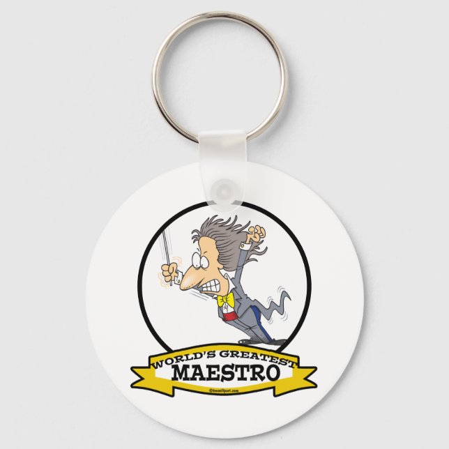 WORLDS GREATEST MAESTRO MEN CARTOON KEY RING (Front)