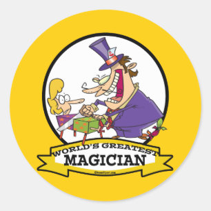 WORLDS GREATEST MAGICIAN II CARTOON CLASSIC ROUND STICKER