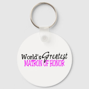 Worlds Greatest Matron Of Honour Pink Black Key Ring