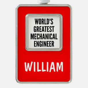 Worlds Greatest Mechanical Engineer Silver Plated Framed Ornament