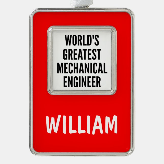 Worlds Greatest Mechanical Engineer Silver Plated Framed Ornament (Front)