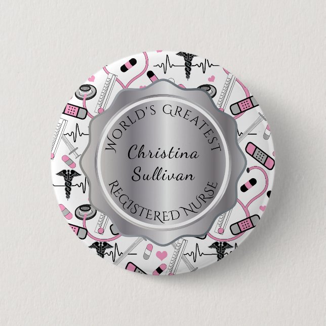World's Greatest Medical Nurse | Doctor Name 6 Cm Round Badge (Front)