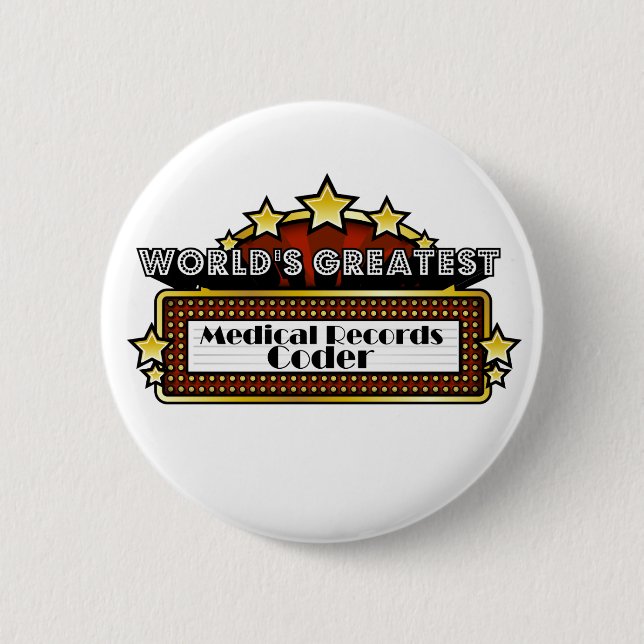 World's Greatest Medical Records Coder 6 Cm Round Badge (Front)