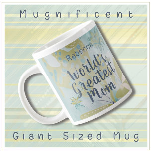 World's Greatest Mom Mixed Media Floral Large Coffee Mug