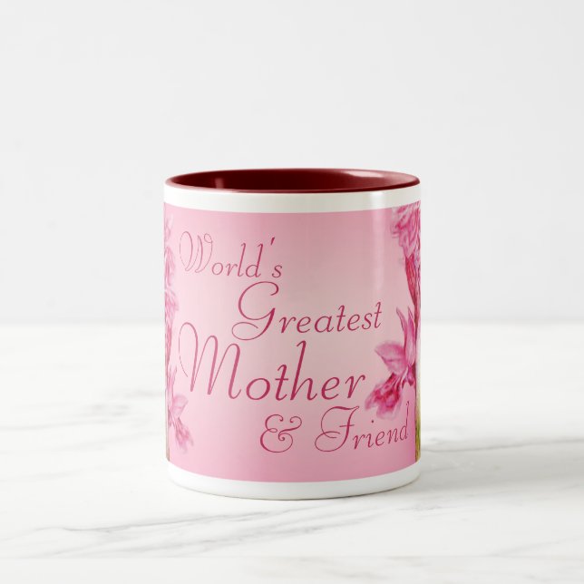 "World's Greatest Mother & friend" pink orchid mug (Center)