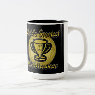 World's Greatest Multitasker Trophy Two-Tone Coffee Mug