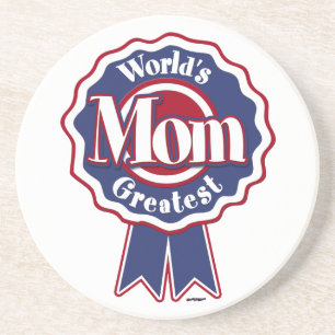 Worlds Greatest Mum Blue Ribbon Coaster