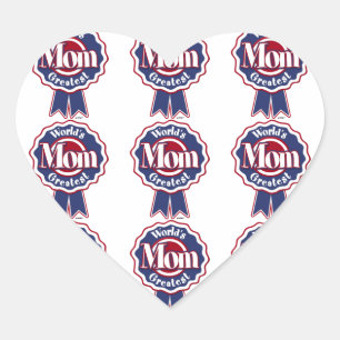 Worlds Greatest Mum Blue Ribbon Heart Sticker
