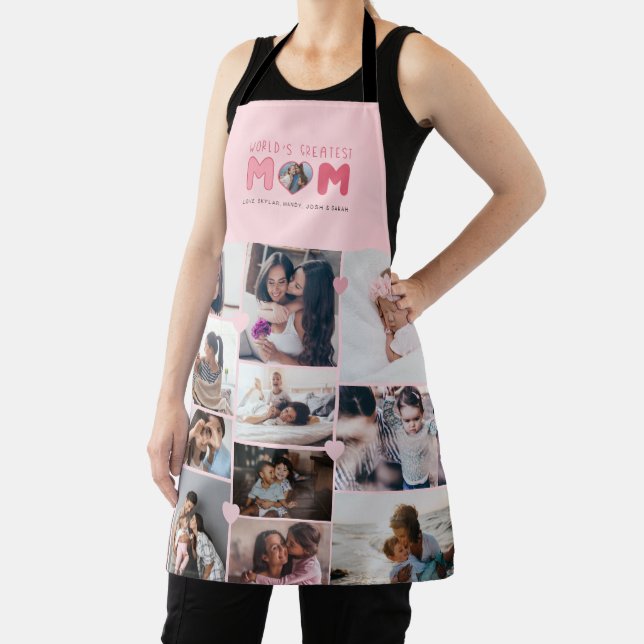 World's Greatest Mum Custom Photo Keepsake Collage Apron (Insitu)