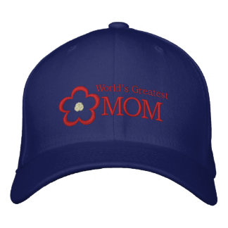 World's Greatest mum embroidered flower womens hat