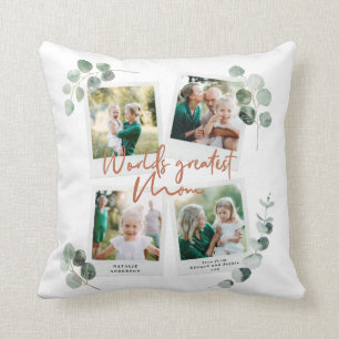 Worlds greatest Mum eucalyptus multi photo chic Cushion