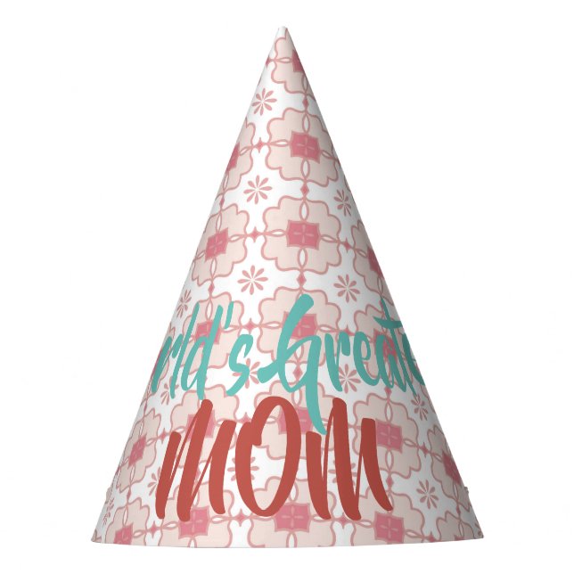 World's Greatest Mum | Floral Pattern | Customise Party Hat (Front)
