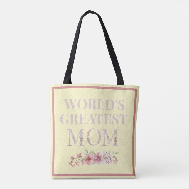 World's Greatest Mum Floral  Tote Bag (Back)