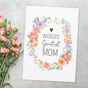 World's Greatest Mum Flower Wreath Mother's Day Card