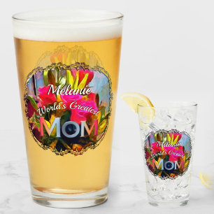 World's Greatest Mum Flowers PM0001 Beer Glass