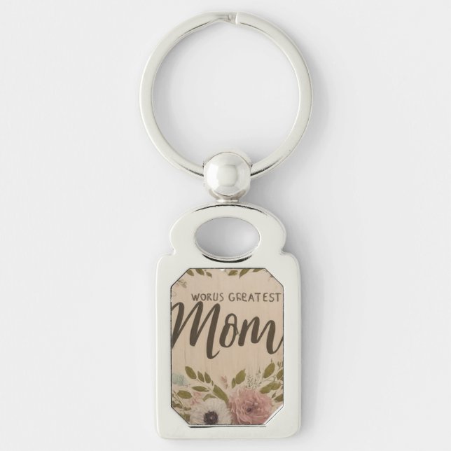 World's Greatest Mum Metal Rectangle Keychain (Front)