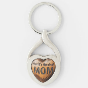 World's Greatest Mum Metal Twisted Heart Keychain