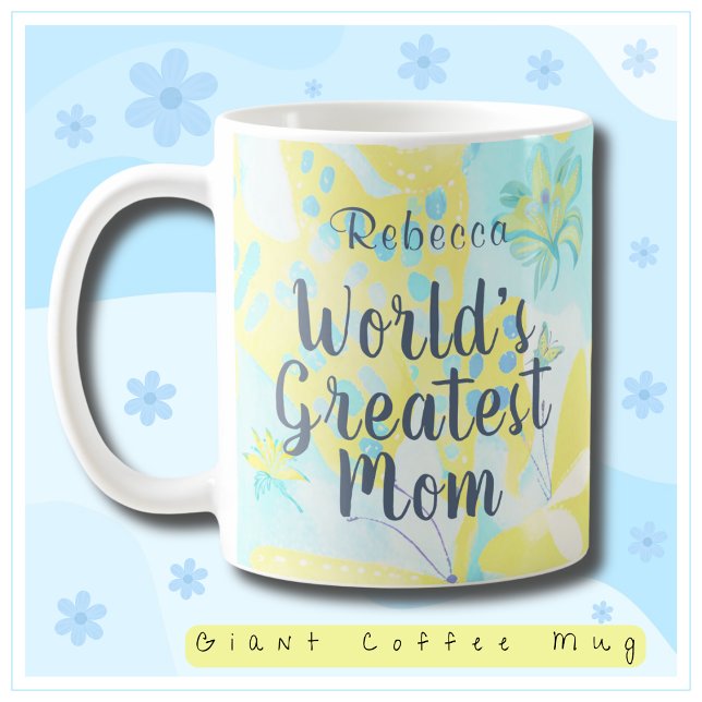 World's Greatest Mum Mixed Media Floral Large Coffee Mug (Creator Uploaded)