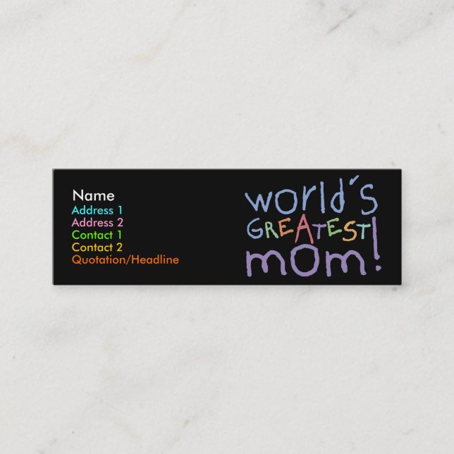 World's Greatest Mum Skinny Profile Cards (Front)