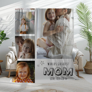 Worlds Greatest Mum Trendy Photo Strip Fleece Blanket