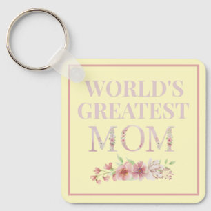 World's Greatest Mum Yellow and Floral Key Ring