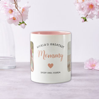 World's Greatest Mummy 2 Photo Elegant Script Two-Tone Coffee Mug