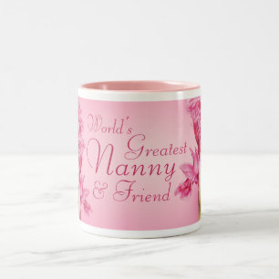 World's Greatest Nanny & friend pink orchid mug