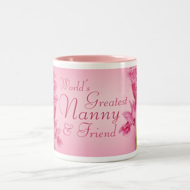 World's Greatest Nanny & friend pink orchid mug (Center)