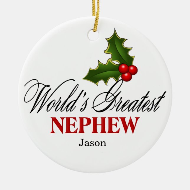 World's Greatest Nephew Ceramic Tree Decoration (Front)