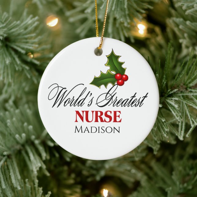 World's Greatest Nurse Custom Ceramic Ornament (Tree)
