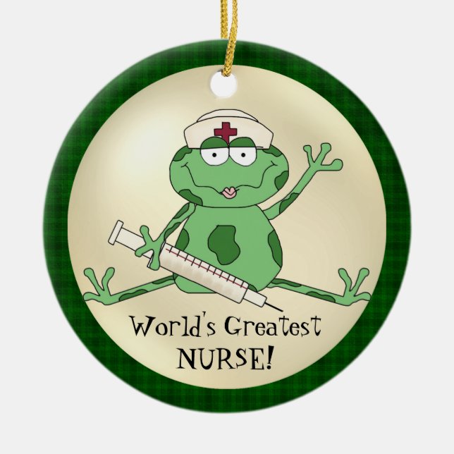 World's Greatest Nurse Frog ornament (Front)