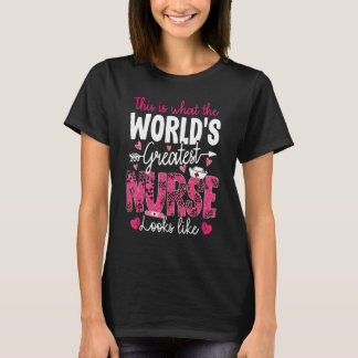World's Greatest Nurse Life  Mothers Nursing Leopa T-Shirt