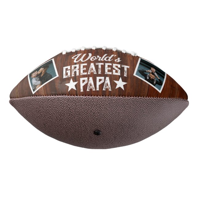 World's Greatest Papa Star Photo Father's Day Gift Football (Rotated 270)
