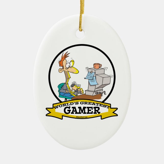WORLDS GREATEST PC GAMER TEEN CARTOON CERAMIC ORNAMENT (Front)