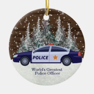 World's Greatest Police Officer Christmas    Ceramic Ornament