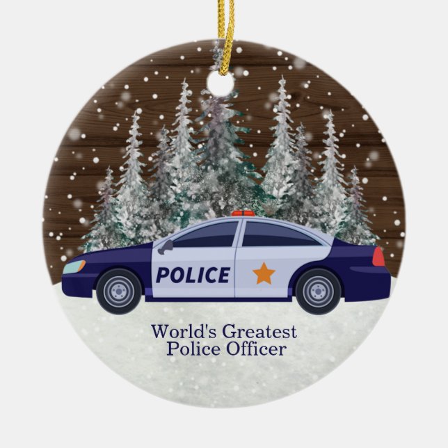 World's Greatest Police Officer Christmas    Ceramic Ornament (Front)