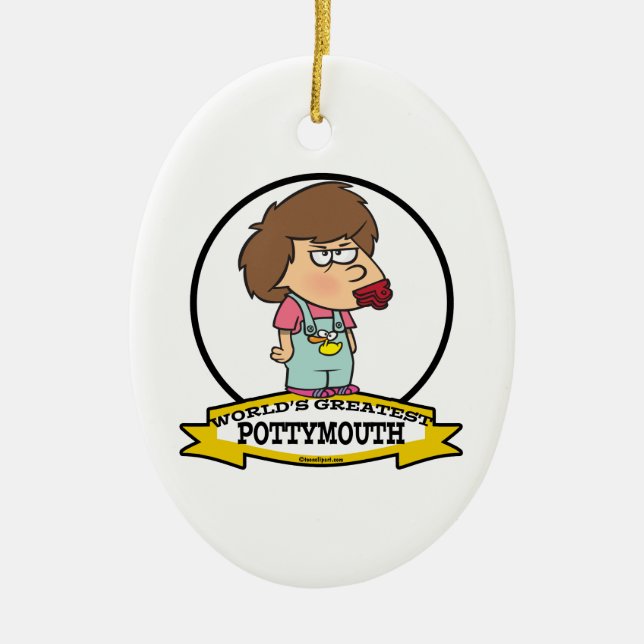 WORLDS GREATEST POTTYMOUTH KID CARTOON CERAMIC TREE DECORATION (Front)