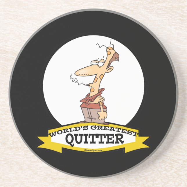 WORLDS GREATEST QUITTER SMOKER CARTOON COASTER (Front)