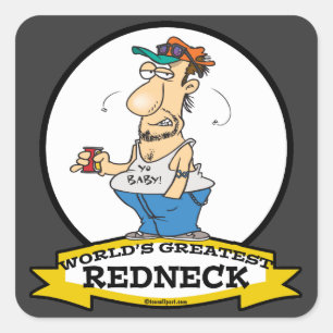 WORLDS GREATEST REDNECK II CARTOON SQUARE STICKER
