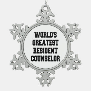 Worlds Greatest Resident Counsellor Snowflake Pewter Christmas Ornament