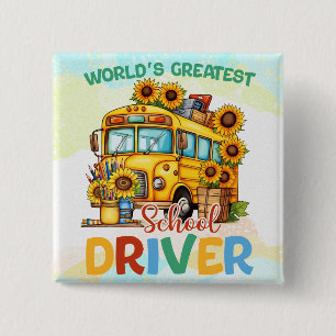 World's Greatest School Bus Driver 15 Cm Square Badge