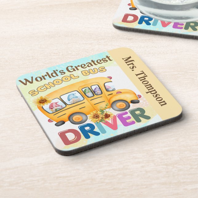 World's Greatest School Bus Driver Personalised Coaster (Left Side)