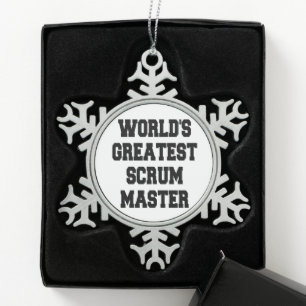 Worlds Greatest Scrum Master Snowflake Pewter Christmas Ornament