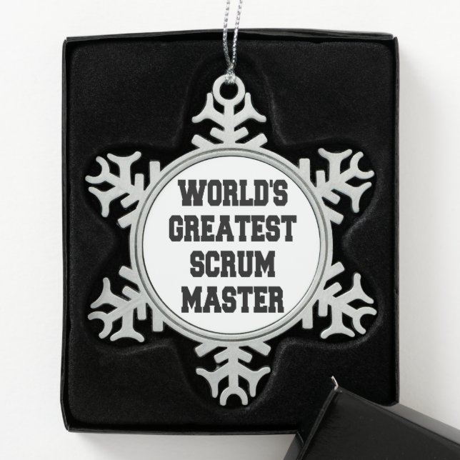 Worlds Greatest Scrum Master Snowflake Pewter Christmas Ornament (Box)