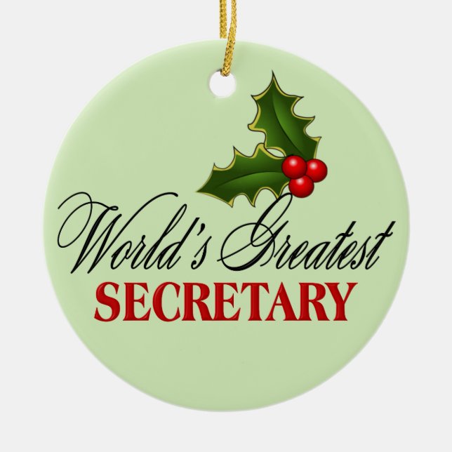 World's Greatest Secretary Ceramic Tree Decoration (Front)