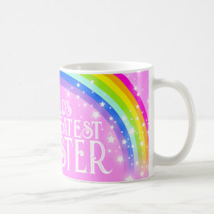 World's greatest SISTER rainbow light pink mug