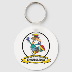 WORLDS GREATEST SNOWBOARDER CARTOON KEY RING