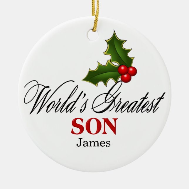 World's Greatest Son Ceramic Tree Decoration (Front)