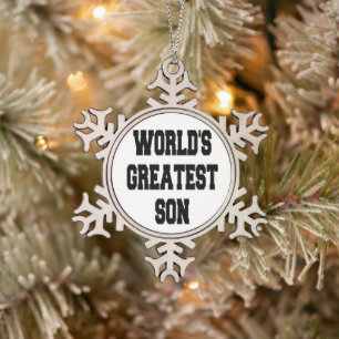 Worlds Greatest Son Snowflake Pewter Christmas Ornament